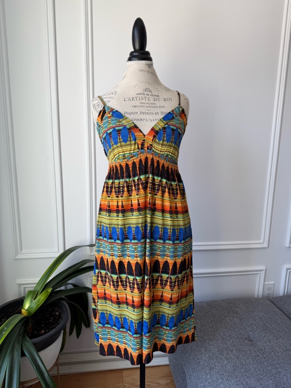 Women pattern style spaghetti strap sun dress